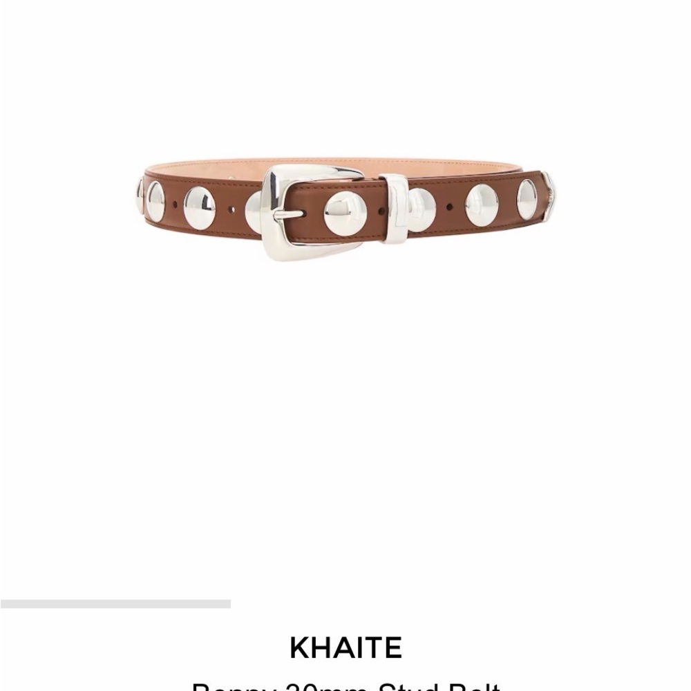 KHAITE Tan Belt with Silver Studs